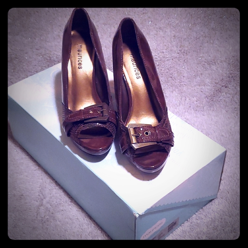 Brown peep heel